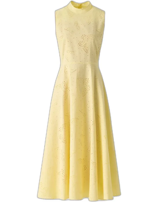 Butterfly Broderie Anglaise Sleeveless Midi Dress