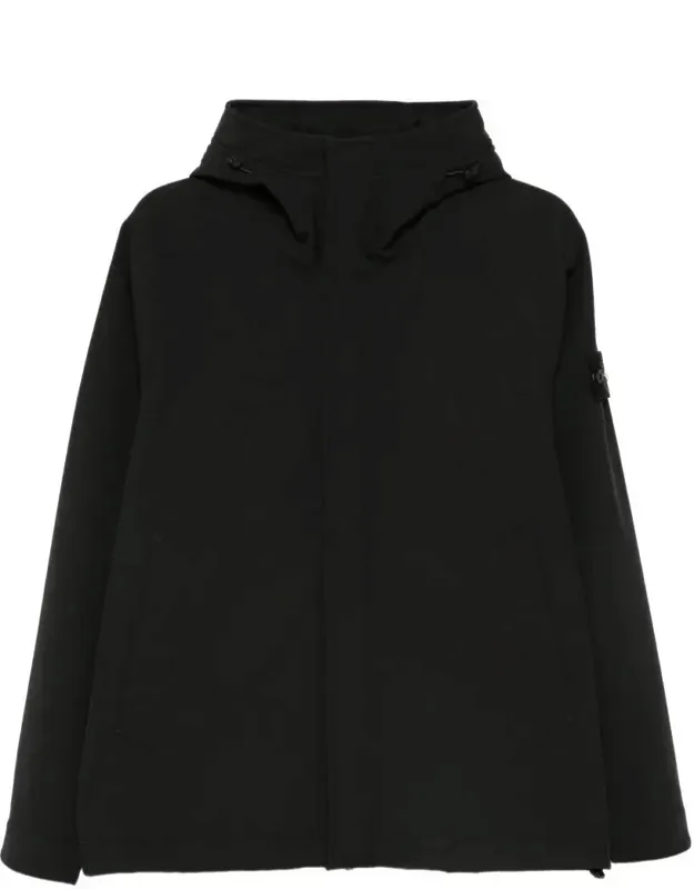 Stone Island Jacket With Adjustable Drawstring Hood And Wind Resistant Features