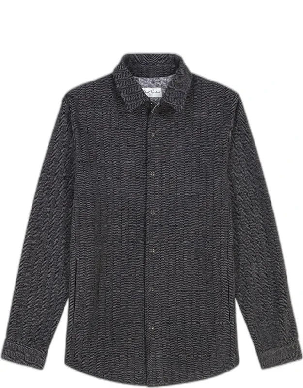 Wylie Herringbone Knit Snap-front Shirt