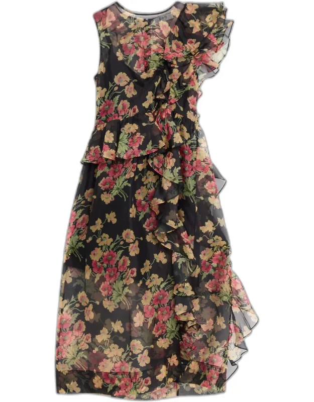 Floral Organza Midi Dress