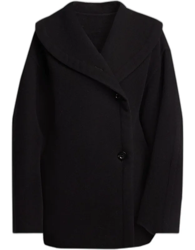Temur Double-breasted Wool Shawl-collar Coat