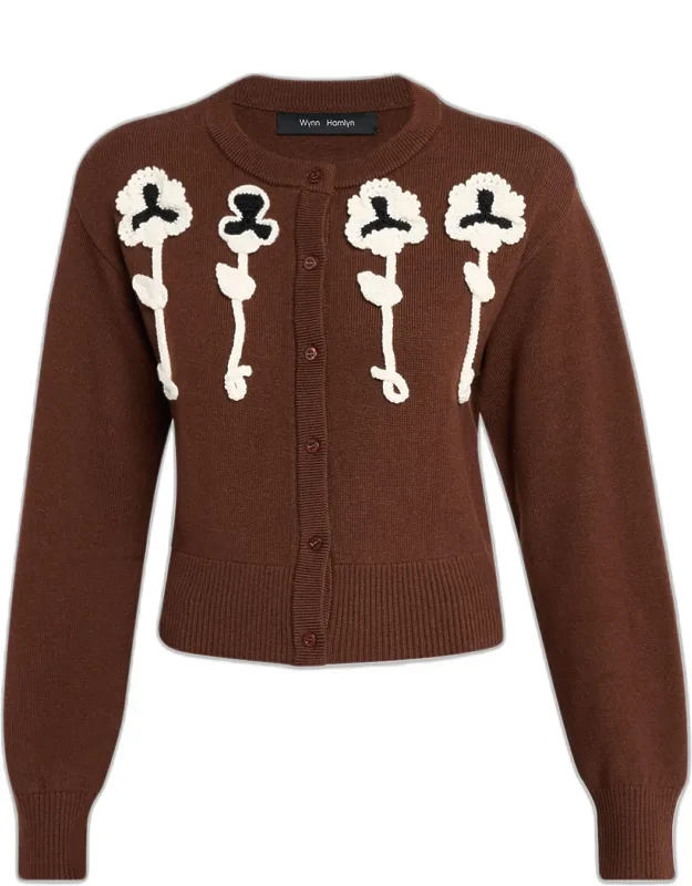 Pansy Appliqué Cardigan