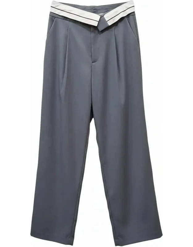 Foldover Waist Wide Leg Pants