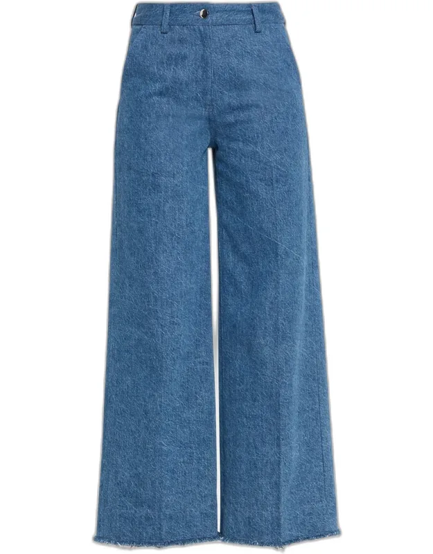Cropped Wide-leg Denim Jeans