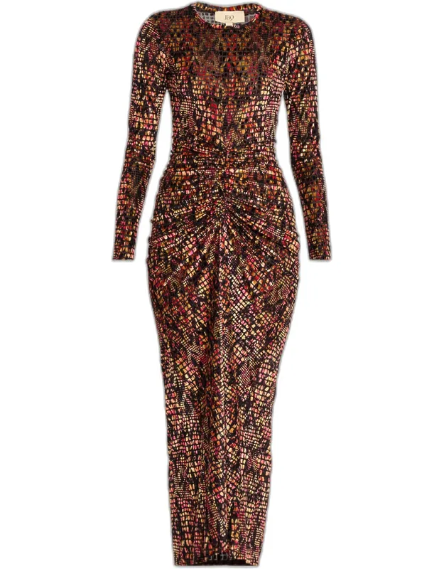 Elowen Burnout Velvet Midi Dress
