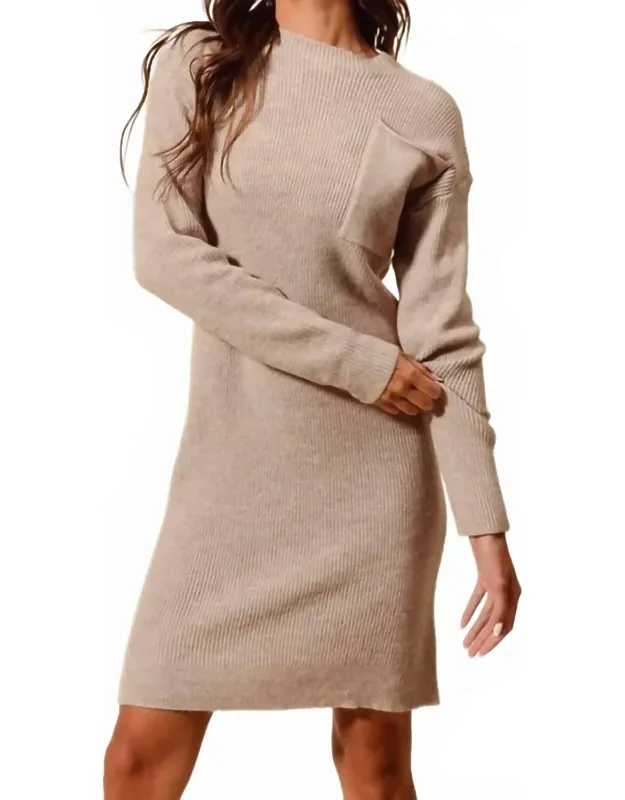 Ribbed Sweater Dress With Pockets