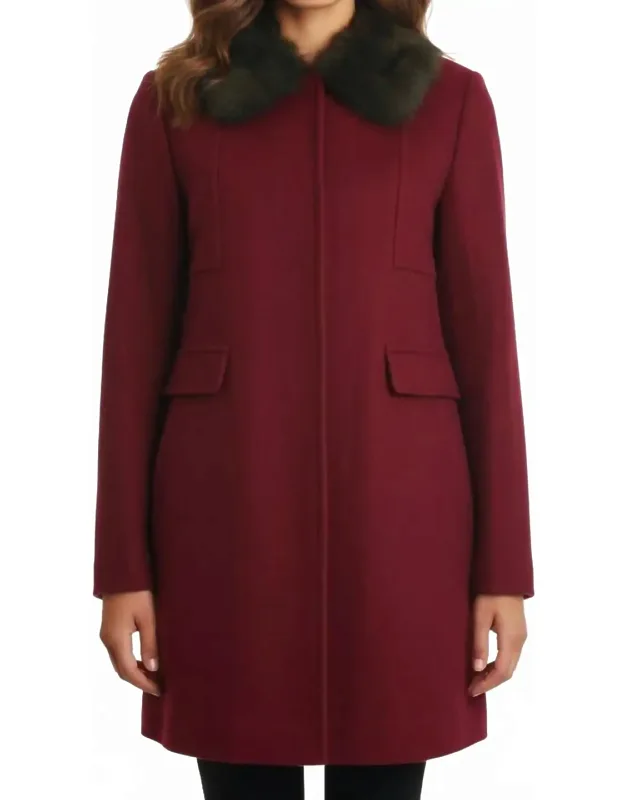 Faux Fur Trim Wool Blend Coat