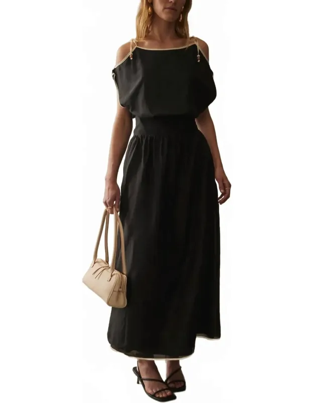 Calista Maxi Dress With Spaghetti Straps And Cold-shoulder Design
