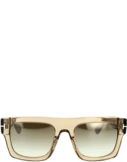 Tom Ford Eyewear Sunglasses Brown Green Mirrored Geometric Acetate