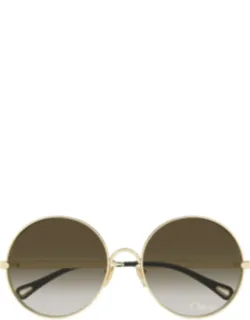 Chloé Gold Shaded Round Metal Sunglasses
