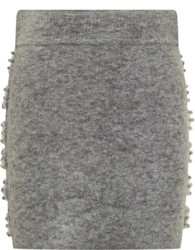 Wool Mini Skirt With Rhinestones