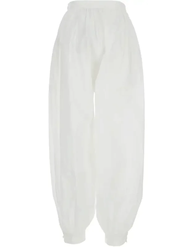 Crop Pants With Elastic Waist And Balloon Design In Cotton