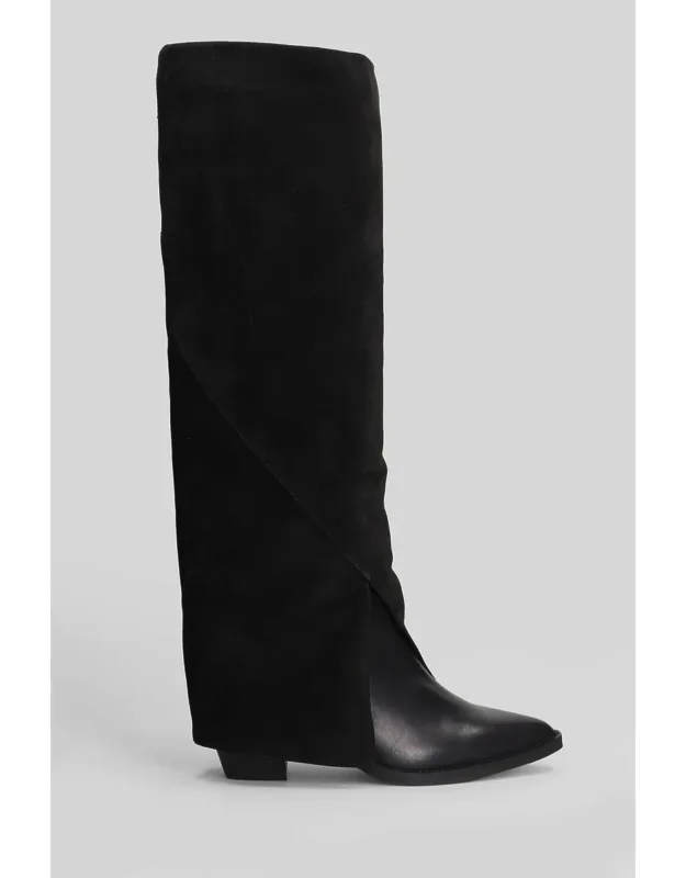 High Heels Boots, Almond Toe, Cuffed Hem
