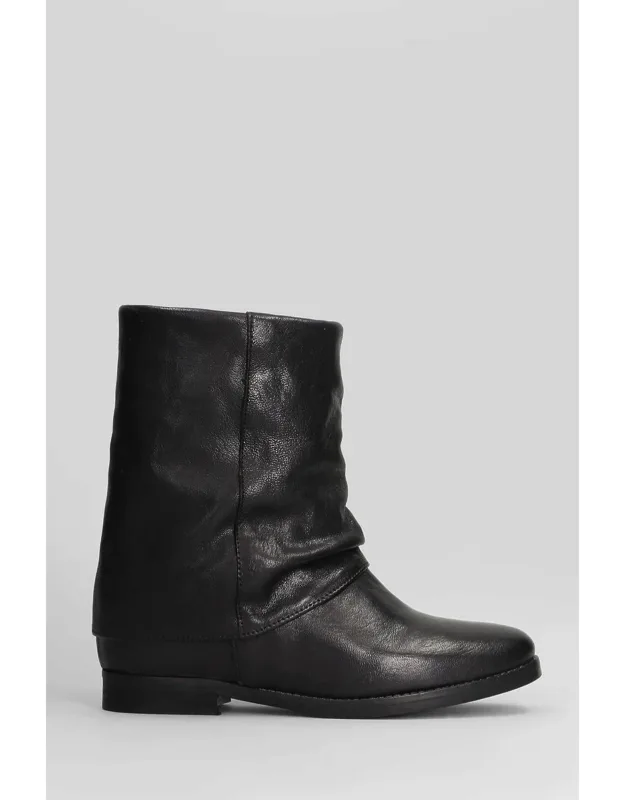 Ankle Boots With Cuffed Hem And Leather Sole