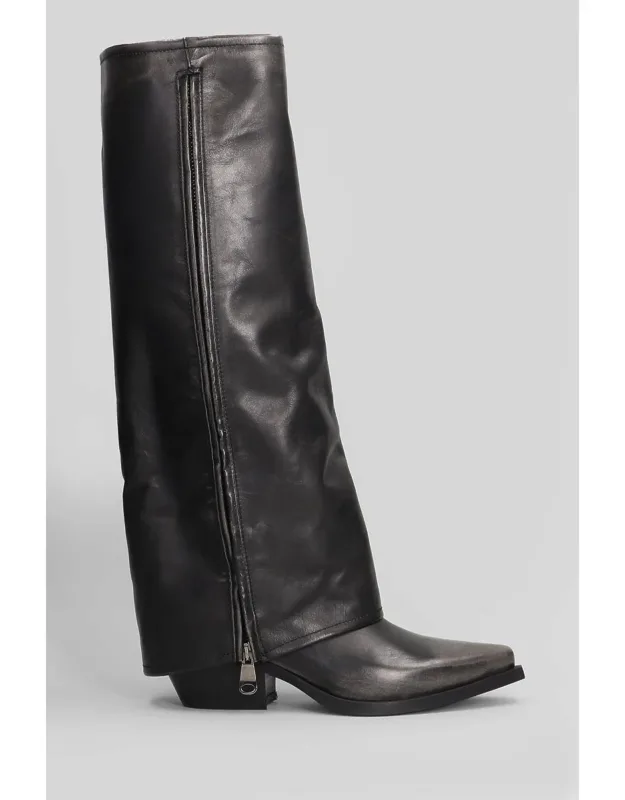 Texan Boots With Pointed Toe And Side Zip