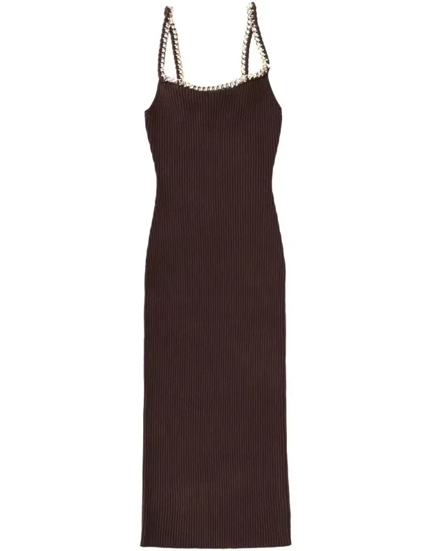 Midi Dress With Chain, 75% Recycled Viscose, 17% Polyester
