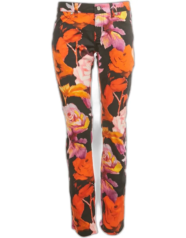 Multicolor Floral Print Cotton Skinny Jeans