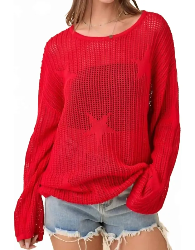 Crochet Knitted Sweater Top With Star