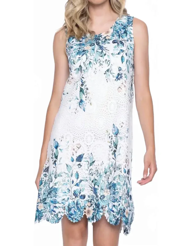 Sleeveless Printed Lace Dress