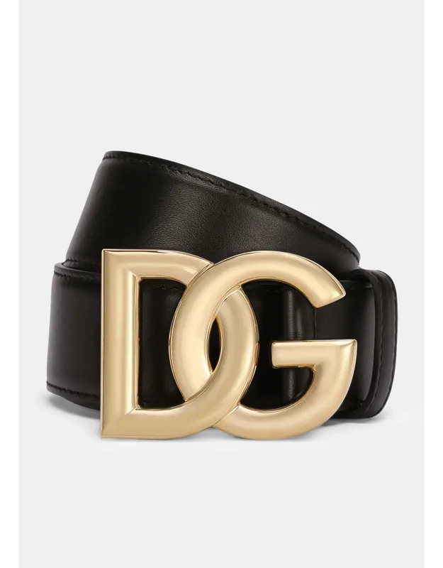 Logo Buckle Leather Belt