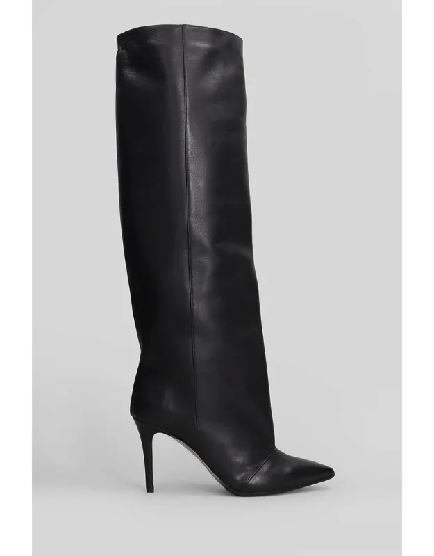 High Heels Boots With Square Toe And Side Zip Closure