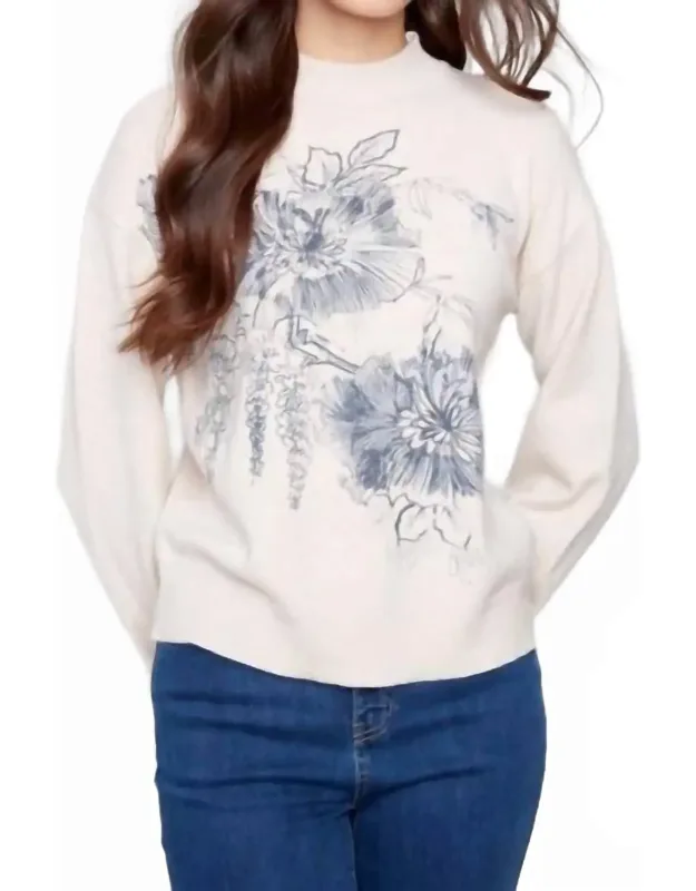 Printed Mock Neck Sweater