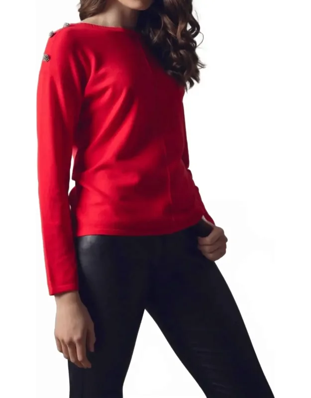 Rhinestone-buttoned Sweater