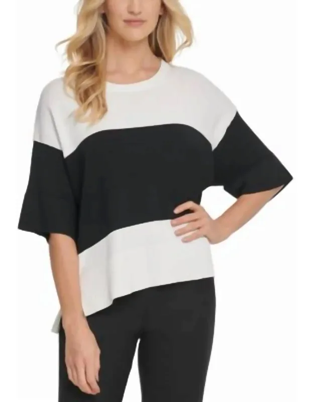 Ribbed Knit Colorblock Sweater