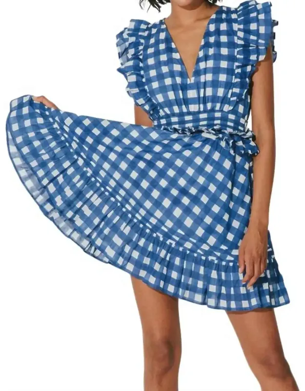 Mini Dress In Painterly Gingham