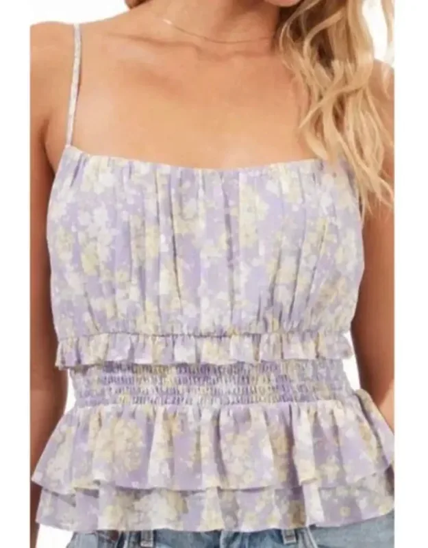 Ruffle Smocked Peplum Cami Top