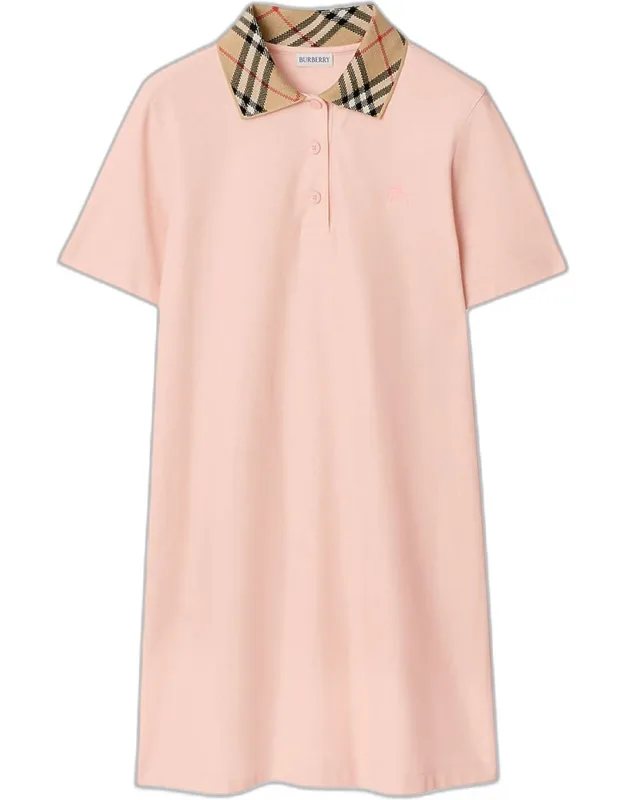 Check Collar Short-sleeve Mini Dress