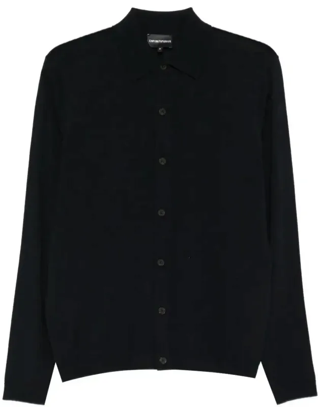 Cardigan With Front Button Closure And Ribbed Knit Hem