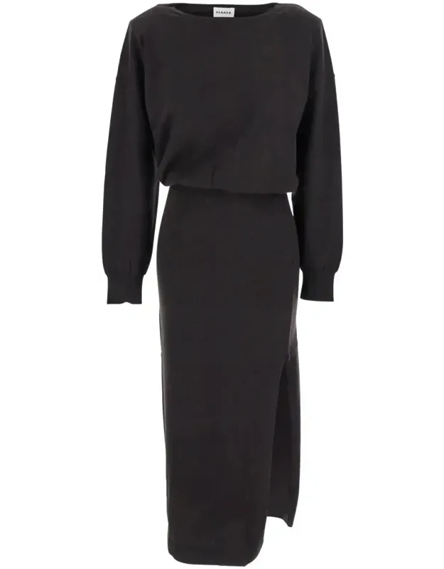 Dress With Boat Neck In Wool And Cashmere Blend