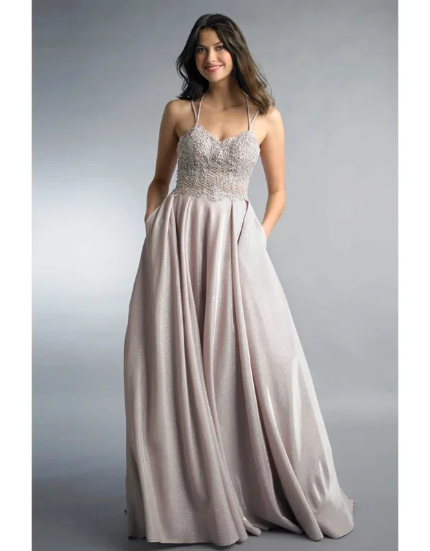 Strapped Evening Dress With Sleeveless Straps