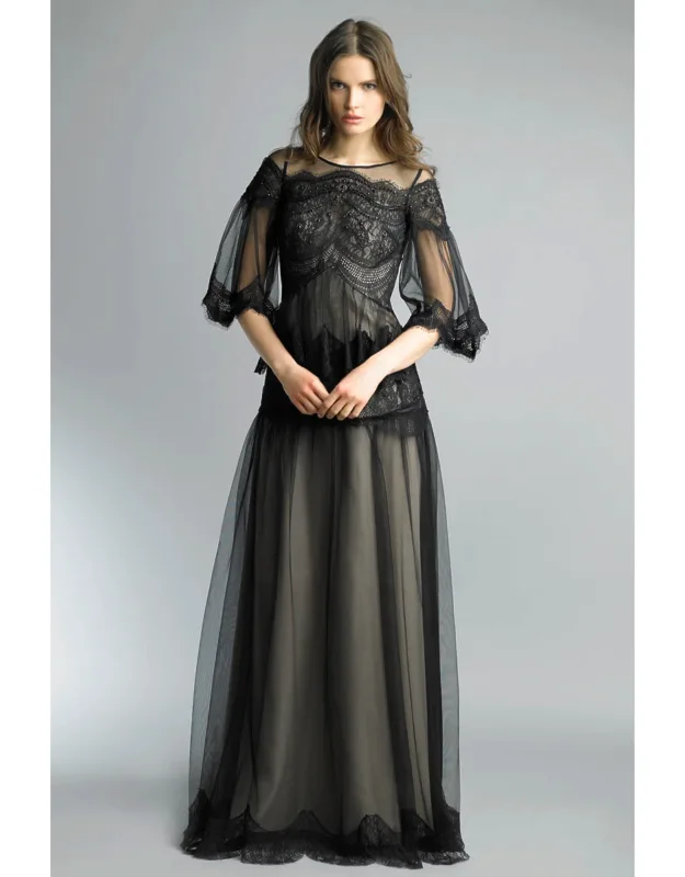 Lace Tulle And Sequin Evening Dress