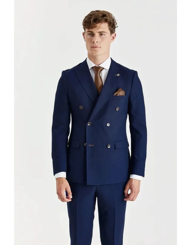 Classic Birdseye Double Breasted Tailored Fit Jacket