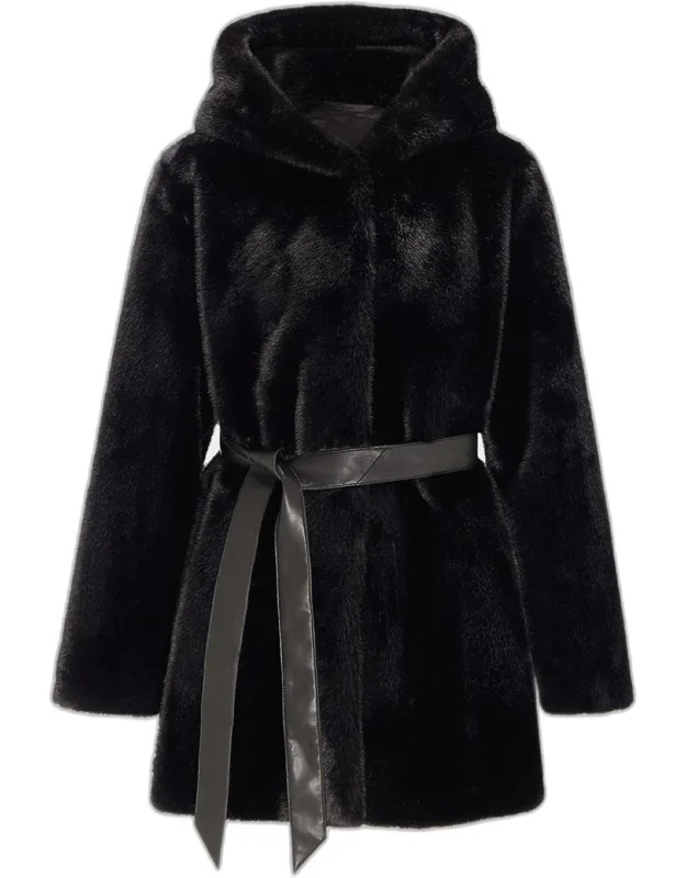 Faux Mink Hooded Coat