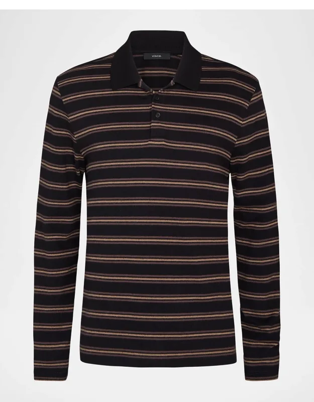 Striped Cotton-blend Long-sleeve Polo Shirt