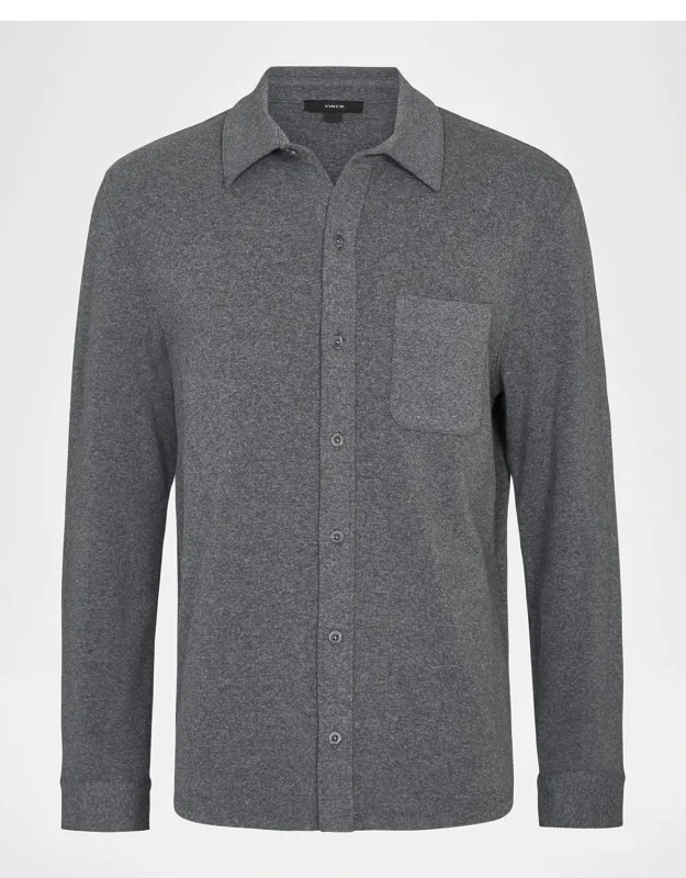 Knit Cotton-blend Button-down Shirt