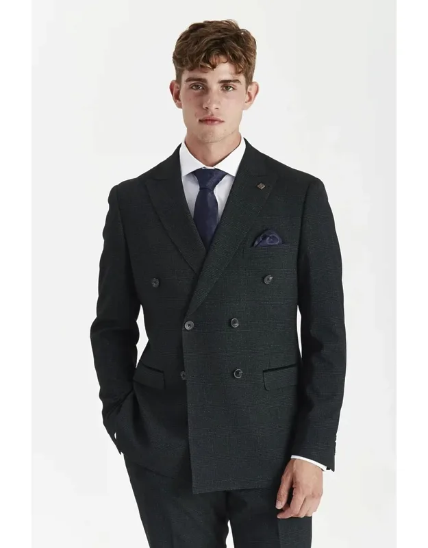 Checked Double Breasted Plaid Tailored Fit Jacket