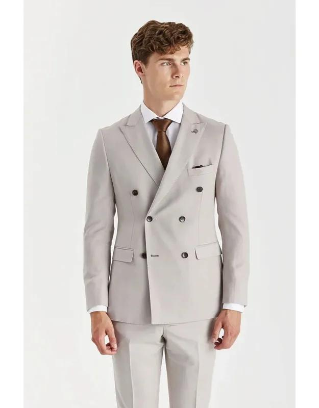 Classic Birdseye Double Breasted Tailored Fit Blazer