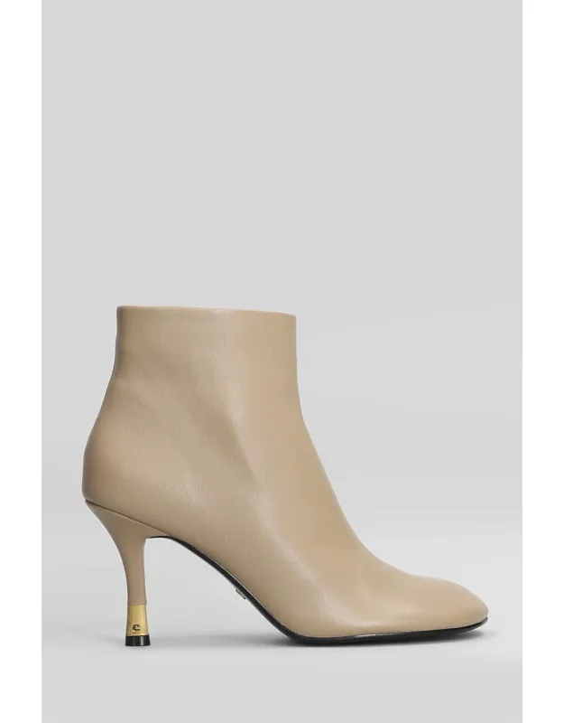 High Heels Ankle Boots With Round Toe And Side Zip Closure
