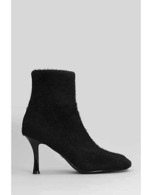 High Heels Ankle Boots, Cuffed Hem, Leather Sole