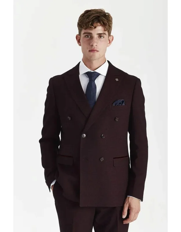 Checked Double Breasted Plaid Tailored Fit Jacket
