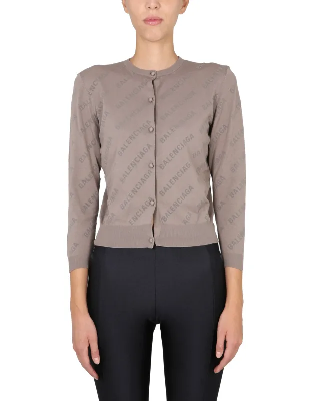 Allover Logo Cropped Cardigan