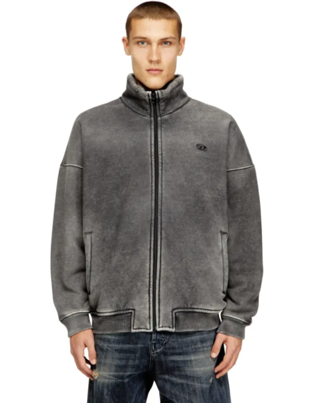 Teddy-lined Zip Jacket With Denim Effect