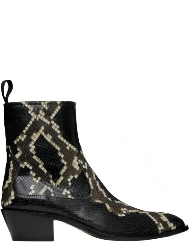 Gaiman Snake Embossed Leather Boots
