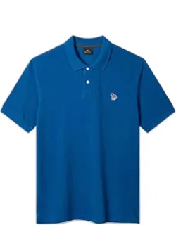 Mid Blue Organic Cotton Zebra Polo Shirt