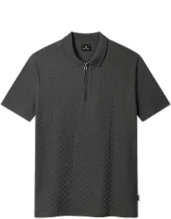 Jacquard Cotton Zip Polo Shirt