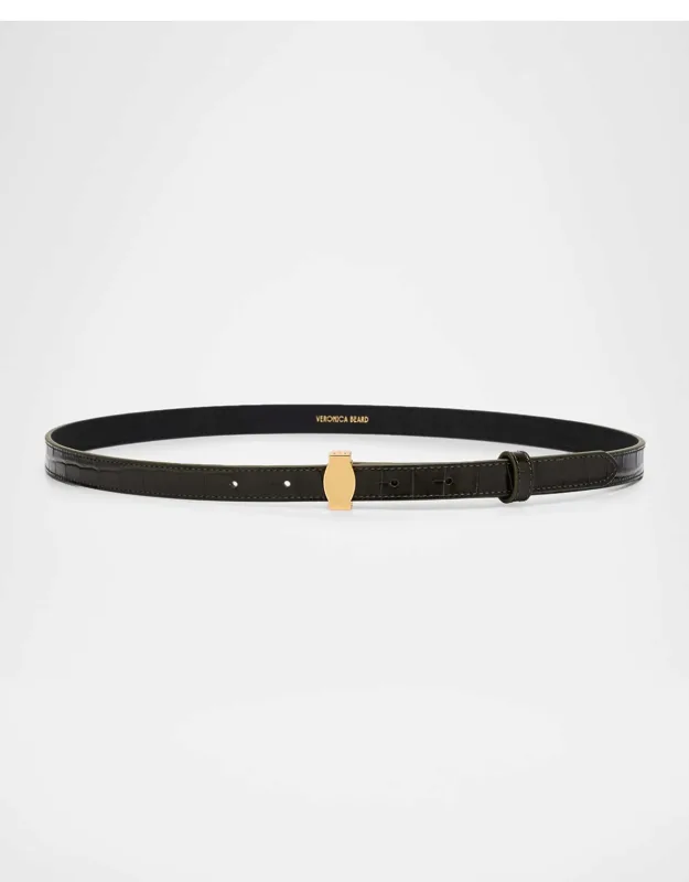 Croc-embossed Leather Belt